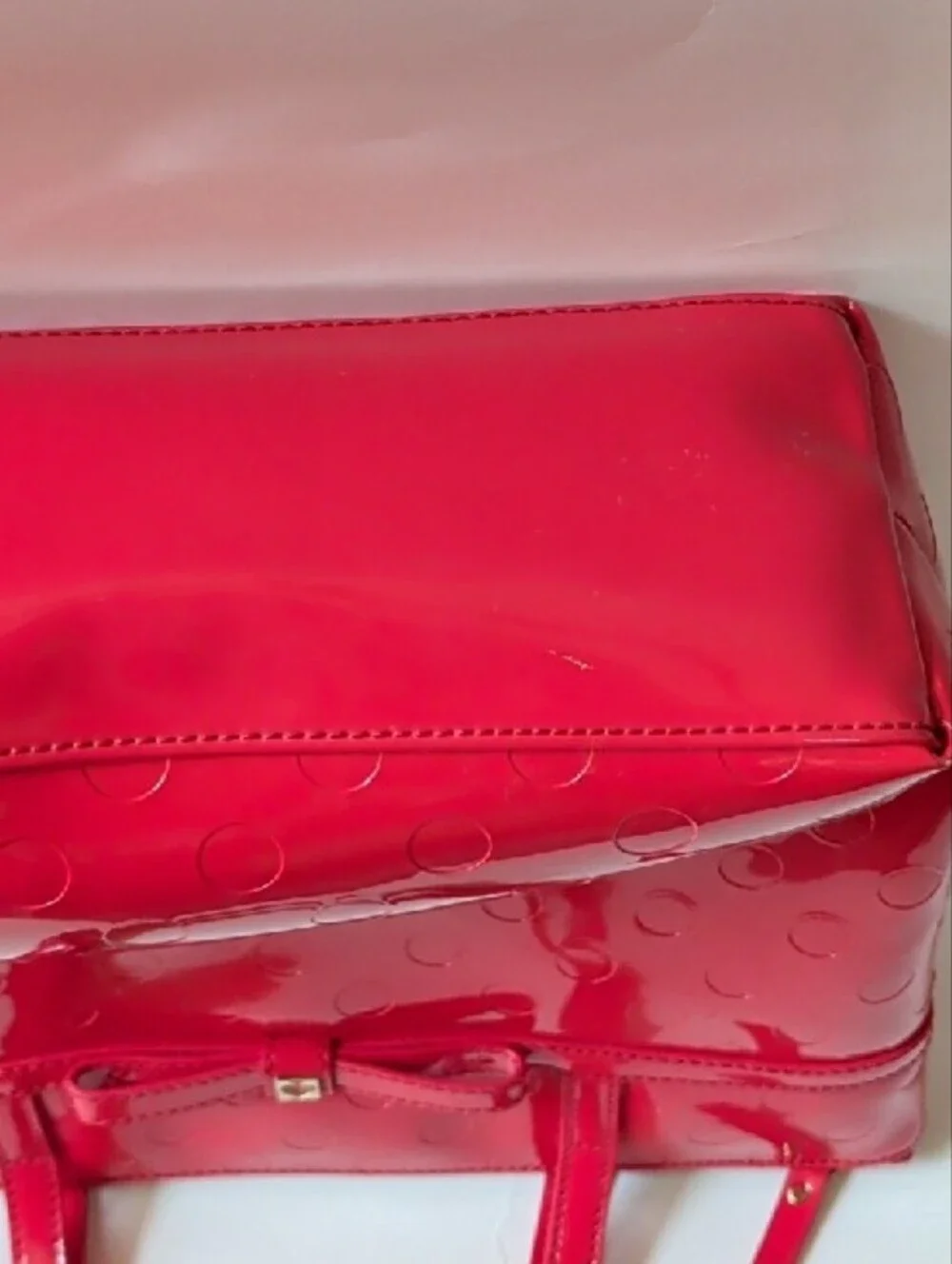 Kate Spade Red Patent Tote Bag with Bow Accent EUC